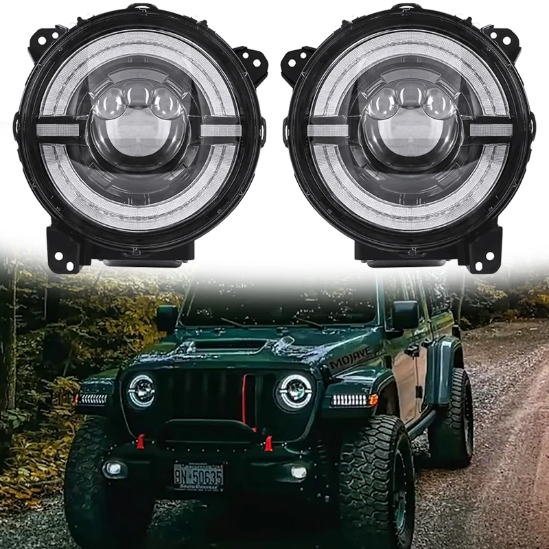 

1 pair 9 Inch LED Headlights for Jeep Wrangler JL 2018 2019 2020 Hi/Low Beam Halo DRL Turn Signal Headlamp