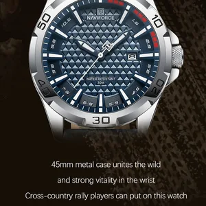 NAVIFORCE İzle kuvars su geçirmez erkek deri band bilek izle spor erkekler, moda marka Bu saat için en iyi 10 satış-no. 4