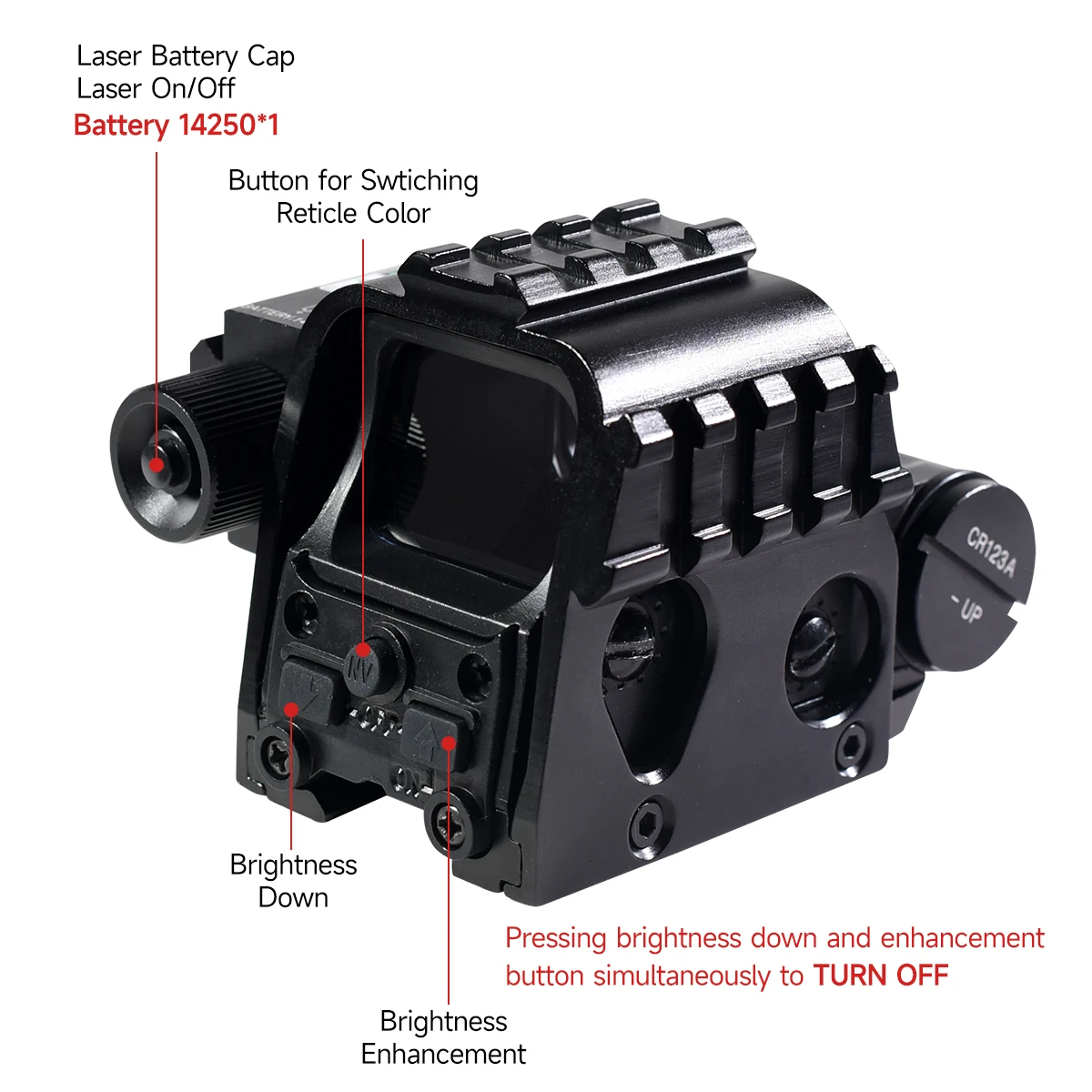 Imagem -02 - Hunting Red Dot Sight Reflex Holográfico Laser Verde Óptica Tática Rifle Airsoft Scope Desmontagem Rápida 553 552g