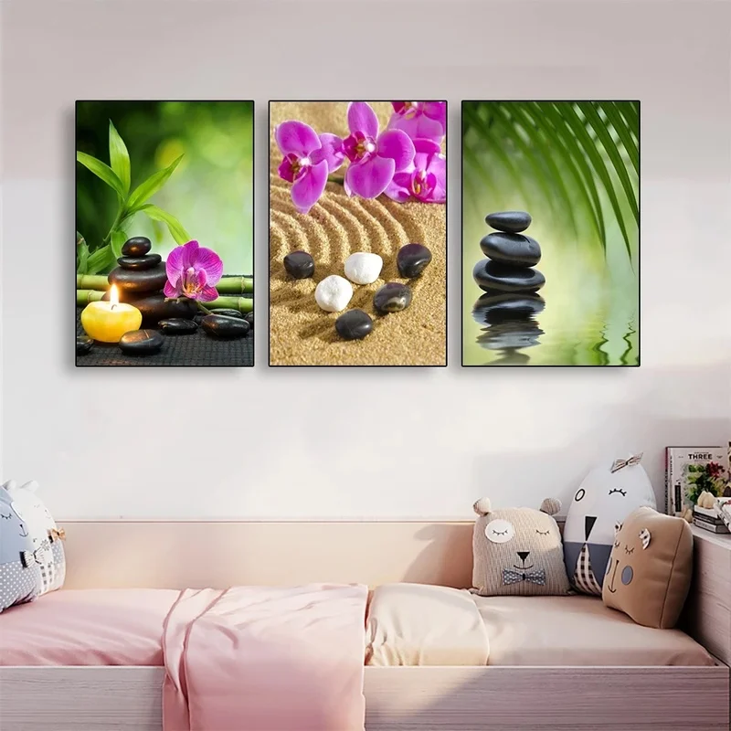 Green Bamboo Zen Stone Canvas  - Home Bathroom Scene recension och pris