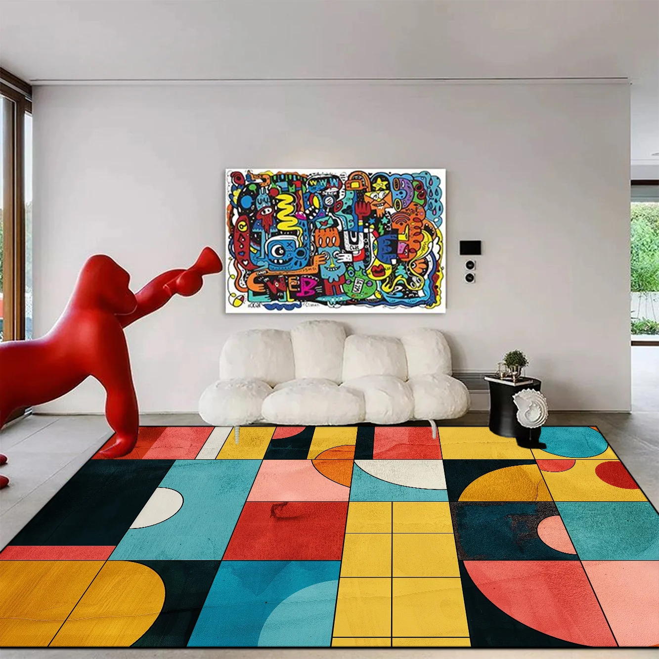 Modern Living Room Geometry Carpets Abstract Decoration Home Floor Mat Children Bedroom Bedside Soft Rugs Room Hall Sofa Carpet