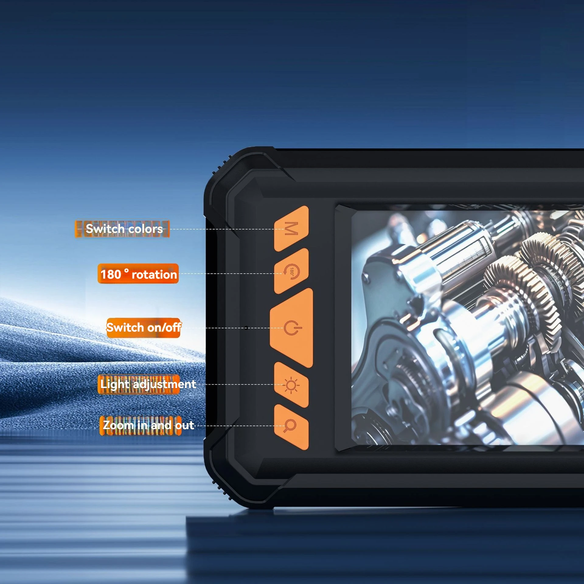 Industrial Endoscope Camera 4.3IPS Screen HD 1080P Single  Lens Pipe Car Inspection Borescope IP67 Waterproof LED 2600mAh