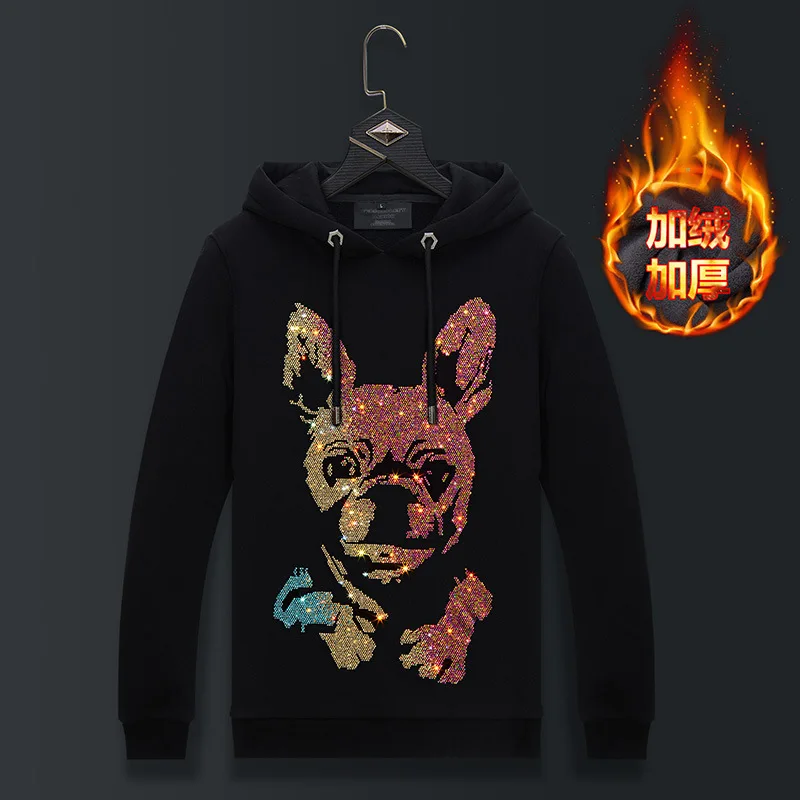 

Женская толстовка с капюшоном, толстая зимняя уличная одежда со стразами, Модный пуловер с капюшоном и поясом, 2024