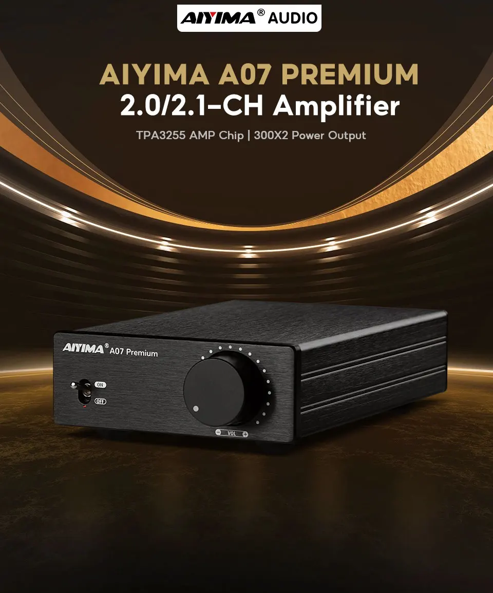 Aiyima a07 amplificador premium tpa3255 potência 300wx2 classe d