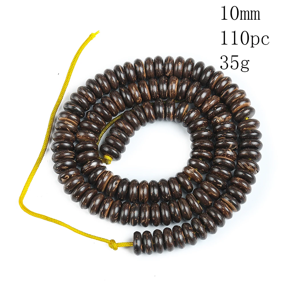 8/9/10mm 1 String 110PC Natural Coconut Shell Coir Loose Spacer Beads Wooden Buddhism Rosary Necklace Bracelet Jewelry Accessory