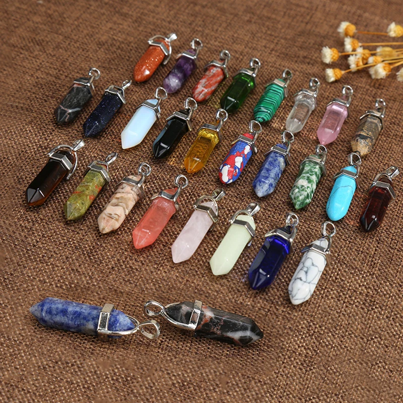 New Natural Stone Pendants For Necklace Charm Quartzs Hexagonal Fake Crystal Pendant DIY Jewelry Making Necklaces For Women