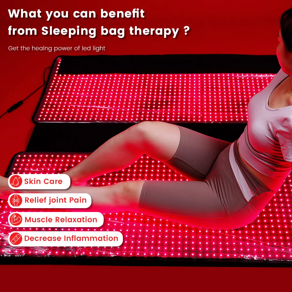 2026 Biggest Home Use Red Light Therapy Blanket for Full Body 660nm 850nm Pain Relieve Infrared Light Therapy Sleeping Bag