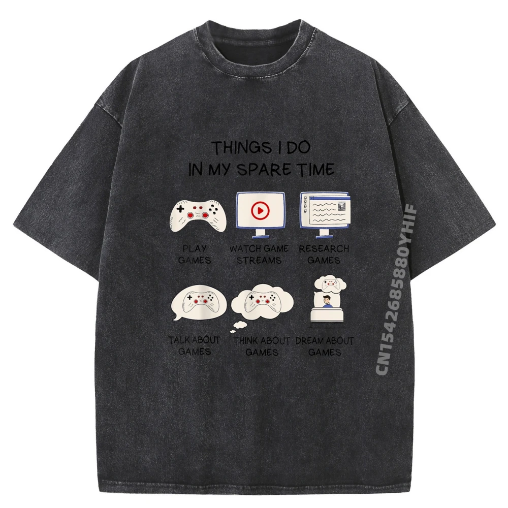 

Funny Gaming Shirt For Teen Boys Men In My Spare Time Gamer Pink Graphic Tees Brand Clothing Tops Printed Washed T-shirt