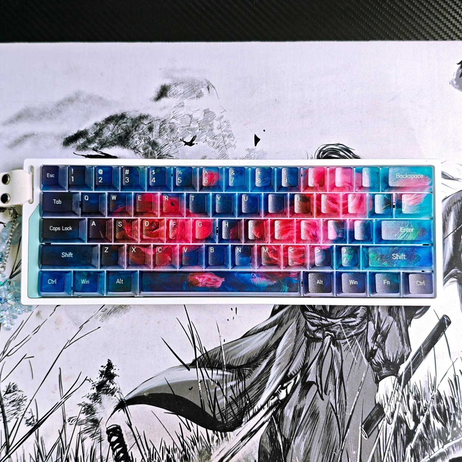 

120 Keys PC Material Keycaps Rose Elegy 2.0 Blue Red Translucent PV Cherry Height for Mechanical Keyboard AULA F75 Ajazz Game