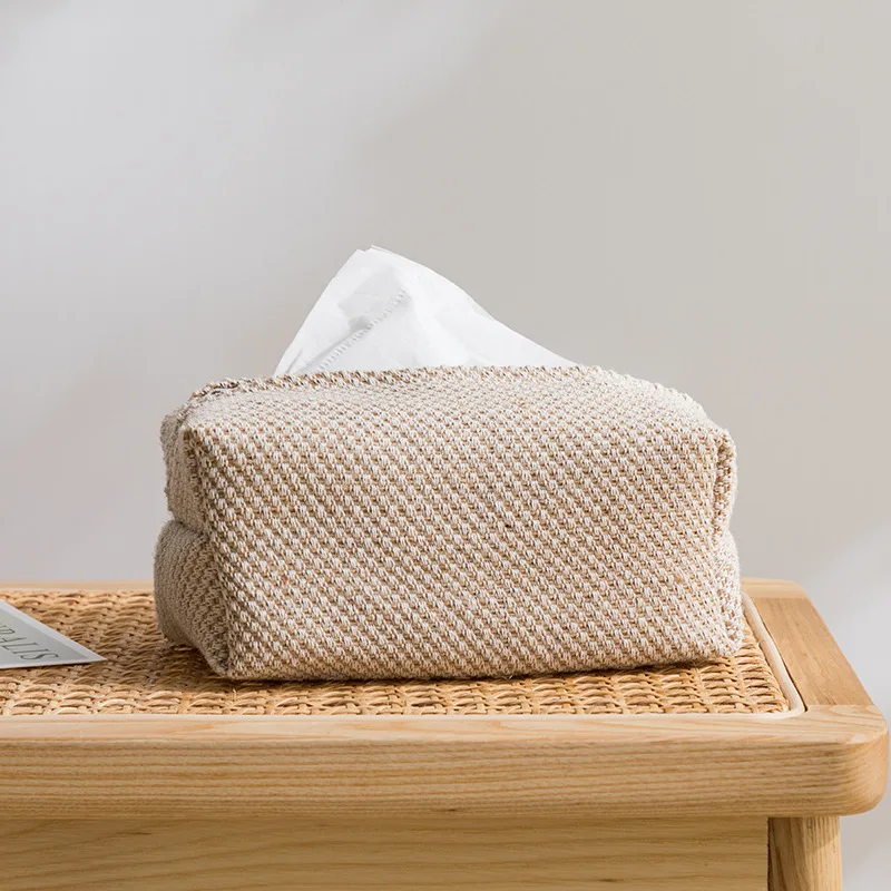 Nordic Linen Tissue Box Cover Rectangular Shaped Boxes Car Home  Living Room Table Use Cloth Drawstring Bag