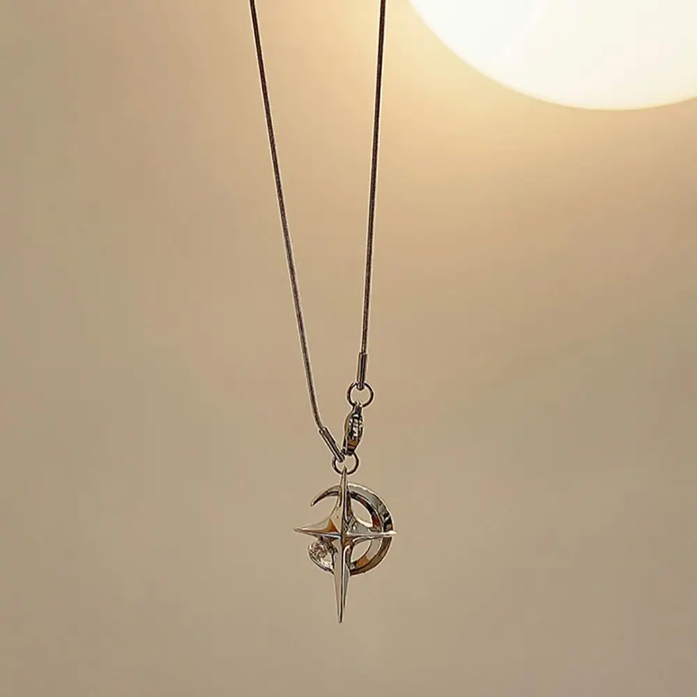 Moon Star Pendant Galaxy Necklace for Women Cool Neck Jewelry Collarbone Chain Original Korean Fashion Party Gift