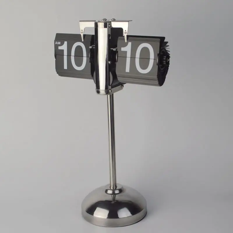 

Vintage Flip Digital Clock Stainless Steel Mechanical Automatically Flip Down Page Table Clock Office Flip Clock Home Decor