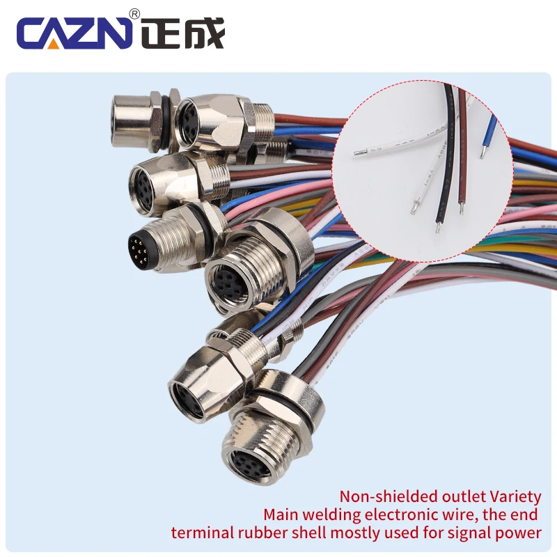 3/4/5/6/8 Pins M8 PCB Socket A Code Male&Female Panel Mount Brass Contacts Sensor Connection For Automation Industry