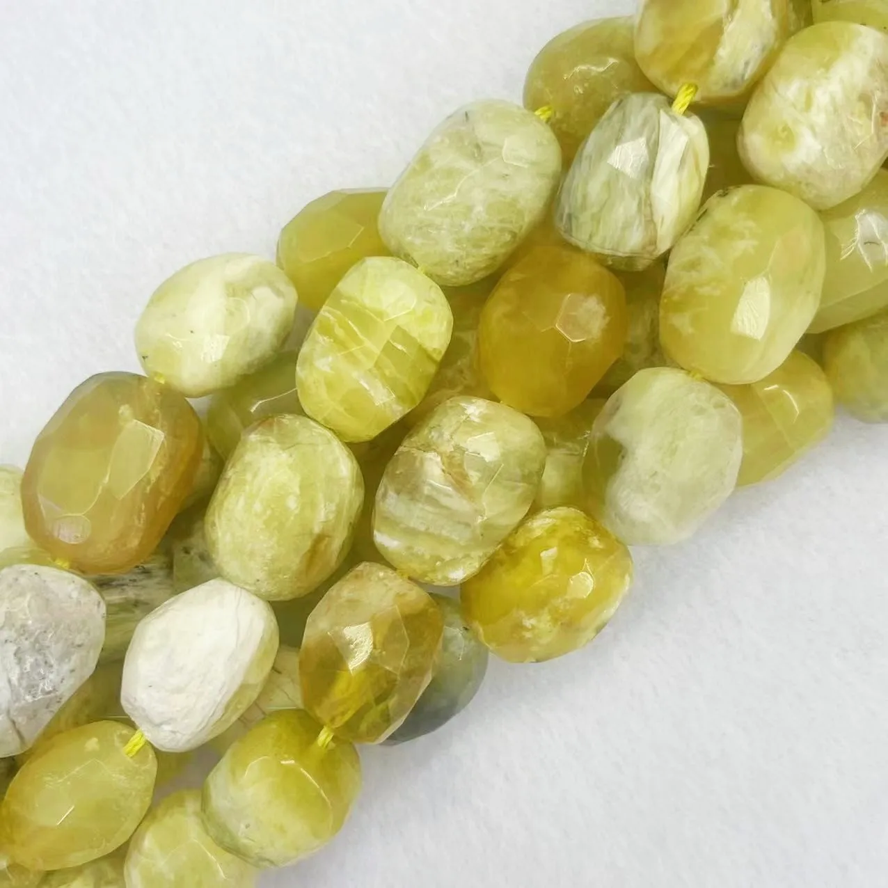 Natural Genuine Yellow Opal Stone Oval Faceted Quartz Nugget Loose Beads For DIY Necklace Bracelet Jewelry Making