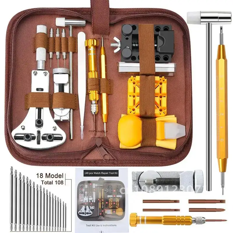 

149pcs Watch Repair Tool Kit Watch Case Opener Spring Bar Tools Battery Replacement Repairing Kit With Carrying Case