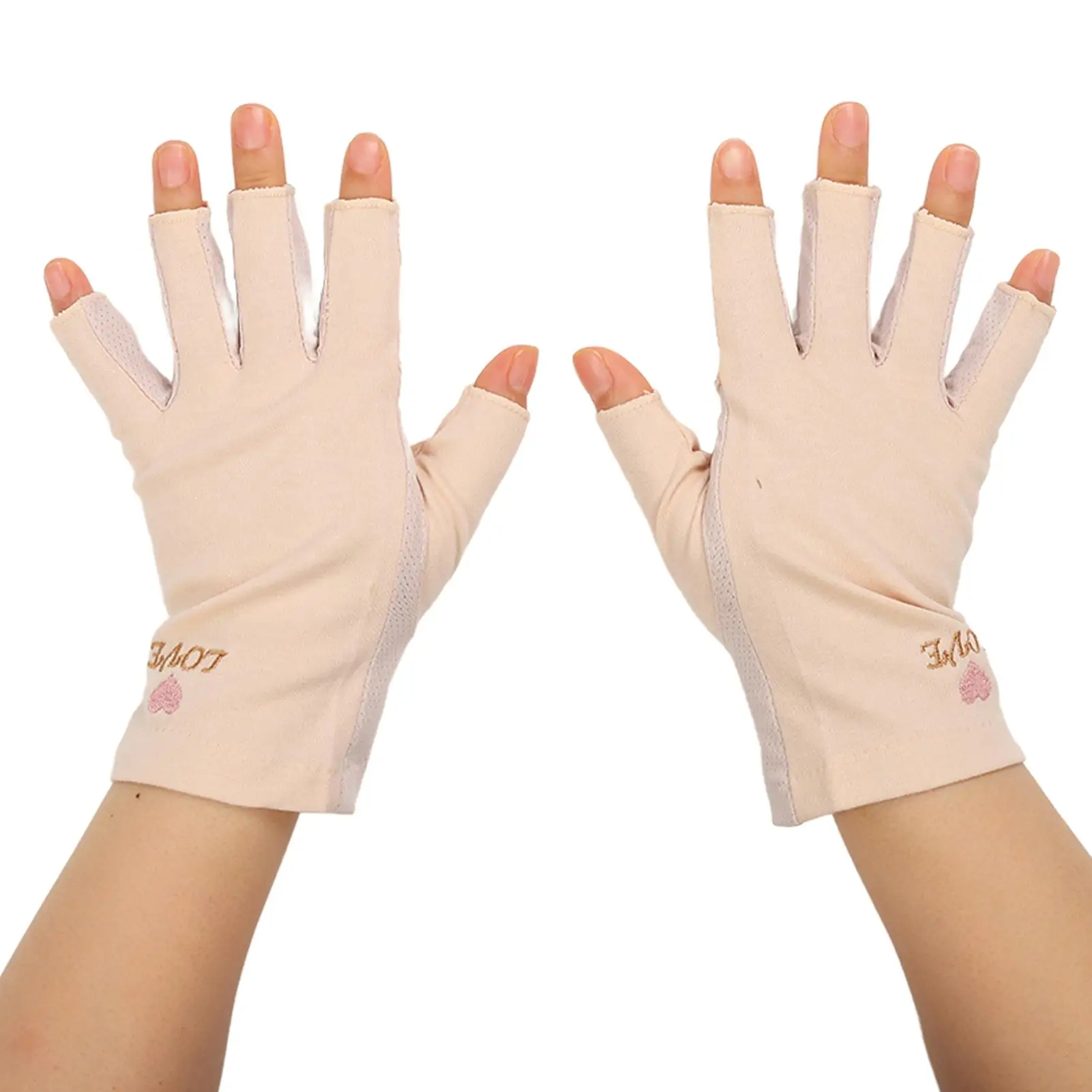 UV Protection Stretchy Breathable Fingerless Manicure Gloves for Nail Lamp - Cotton Fiber, for home & Salon Use