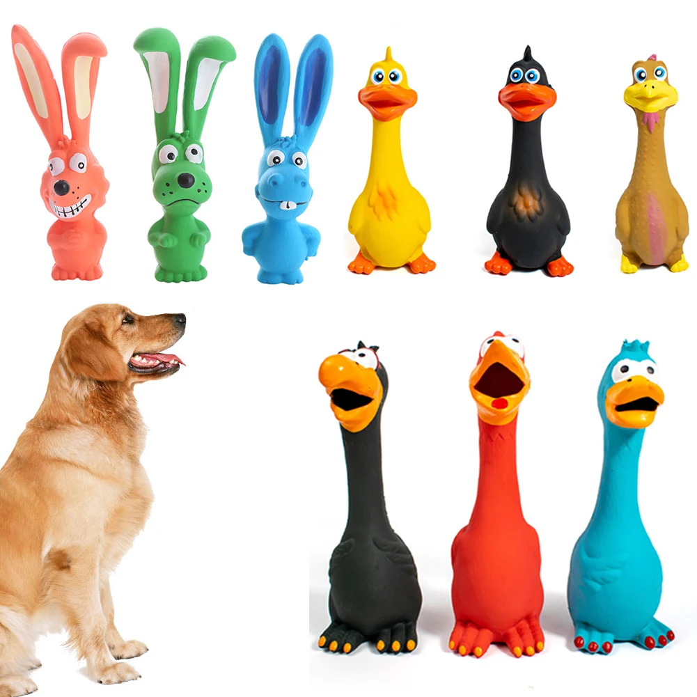 Pets Dog Toys Screaming Chicken Squeeze Sound Toy Rubber Pig Duck Squeaky Chew Bite Resistant Toy Puppy Training Interactive