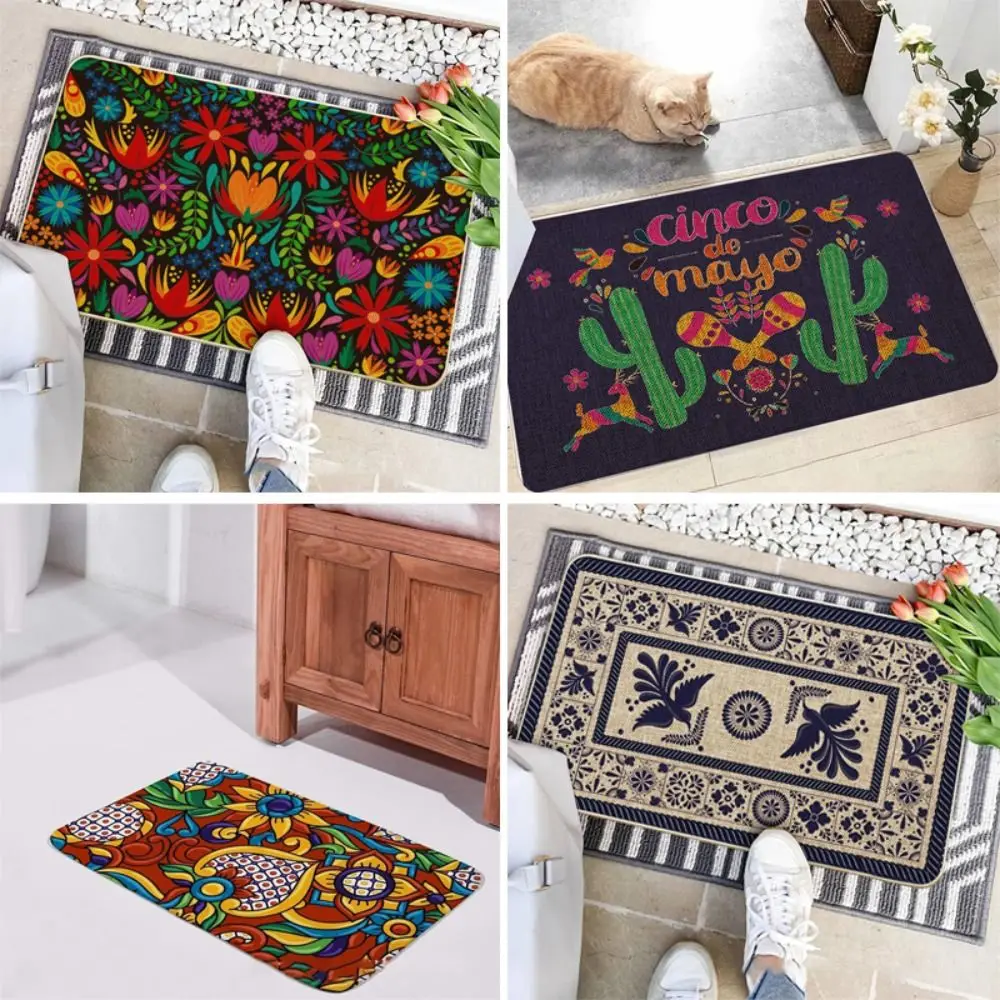 Mexican Carnival Theme Door Mat May 5th Carnival 40*60cm Entrance Door Rugs Anti Slip Home Bathroom Decor Front Porch Rugs