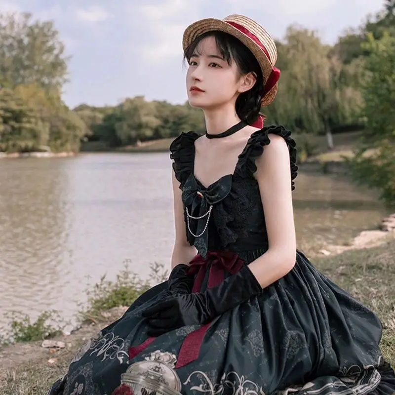 Gothic Style Vintage Lolita Jsk Dress Women Japan Harajuku Cosplay Costumes Nightingale and Rose Victorian Princess Party Dress