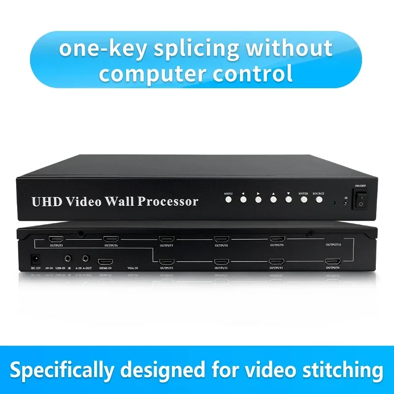 3x3 HDMI Video Wall Controller 4K Processor MultiScreen Stitching 3840x2160P30Hz 1 Input 9 Out  TV Splicing Box Splicer 180° Fli