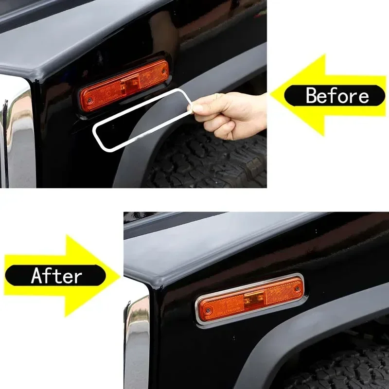 For Hummer H2 2003-2009 car styling Stainless steel Silver Car Side Turn Signal Side Markers frame Stickers car accessories