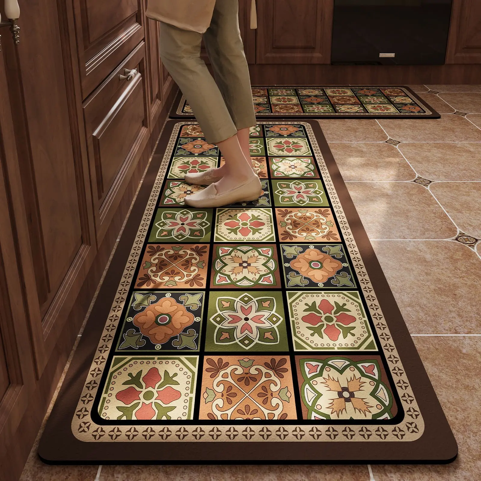 VIKAMA American-Style Ceramic Tile Rug Quick Absorption Easy Drying And Maintenance Bathroom Entrance Door Mat Home Decoration.