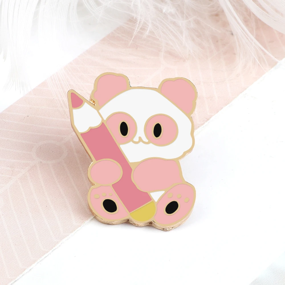 2PCS Cute Couple Brooches Set Pink White Cartoon Animal Boy And Girl Enamel Pin Custom Badges Denim Lapel Gift Best Friend Lover