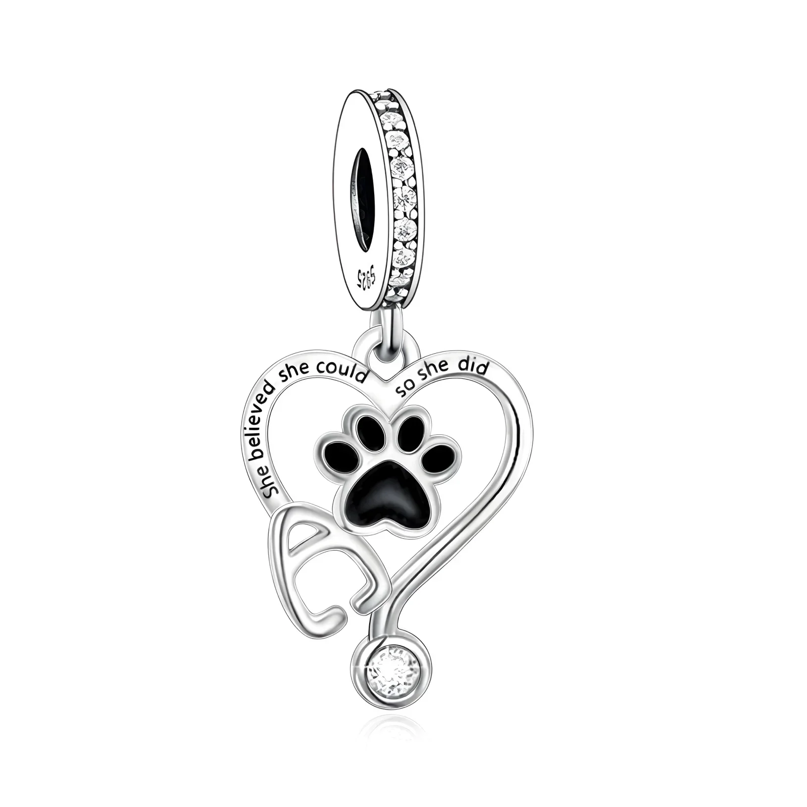 FC Jewelry Fit Original Pan Charm Bracelet 925 Silver Dog Cat Paw Stethoscope Veterinary Bead For Making Docter Nurse Berloque