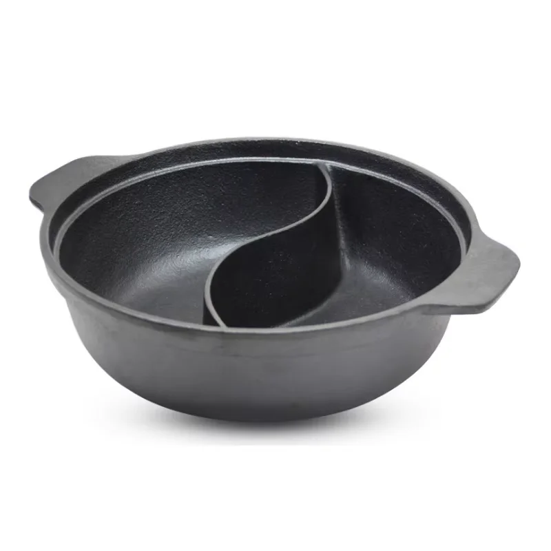 

32cm Cast Iron Soup Pot Chinese Hot Pot Shabu Cast Iron Stew Fondue Pot 3~6 People use