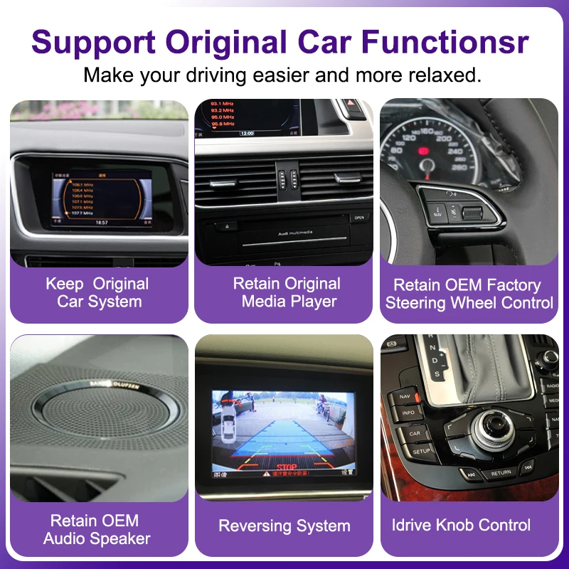 BONROAD Carplay اللاسلكي لأودي A4 B8 A5 Q5 2009-2016 MMI 3G MMI2G مع أندرويد السيارات AirPlay مرآة ربط بلوتوث GPS #4