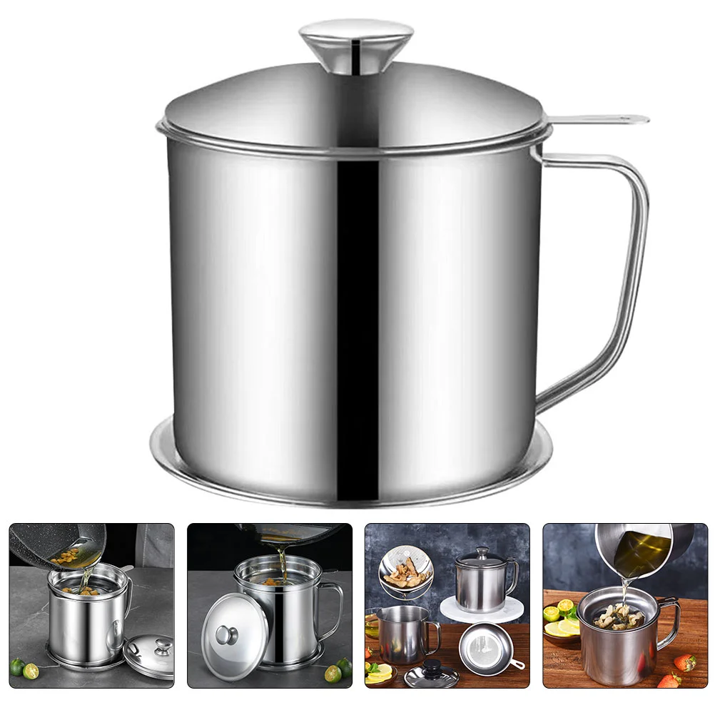 Stainless Steel Filter Cup Oil Residue Holder Cover Strainer Separator Grease Kitchen for Saving