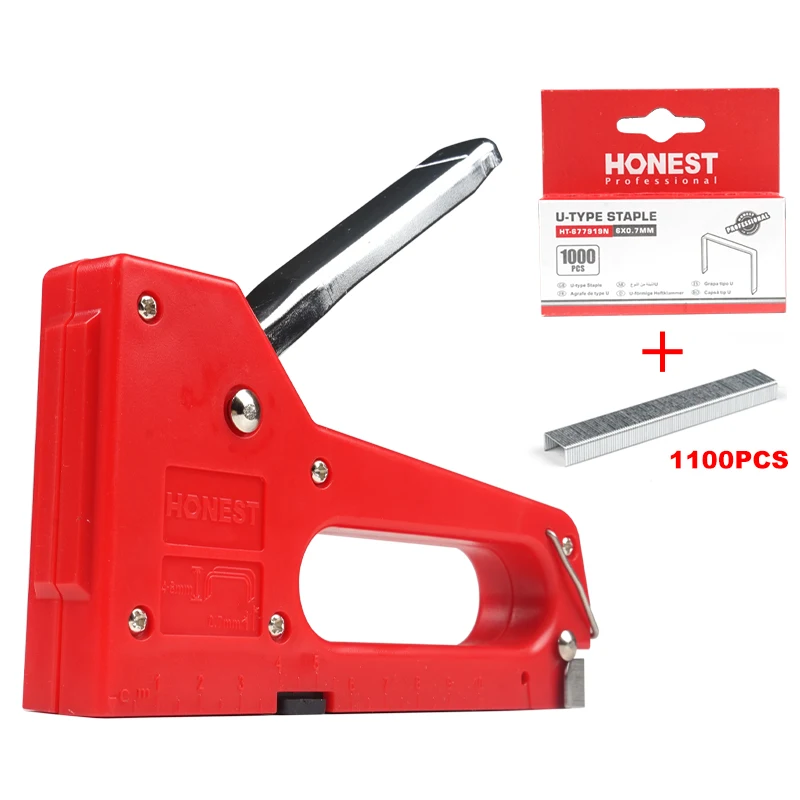 Hand Staple Gun Manual Nailers Tackers Stapler Staple Guns for Woodworking,Light Duty Nail Gun with 1100 Staples,metal handle