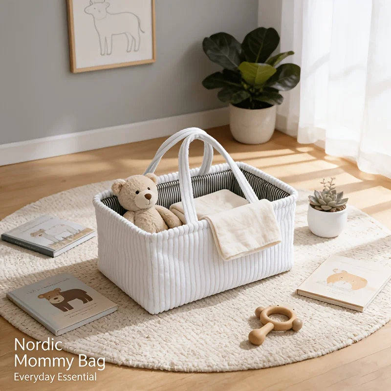 Large Travel Portable Storage Basket Mommy Bag  Feeding Bottle Storage Handbag Multifunctional Baby Products Organizer Basket