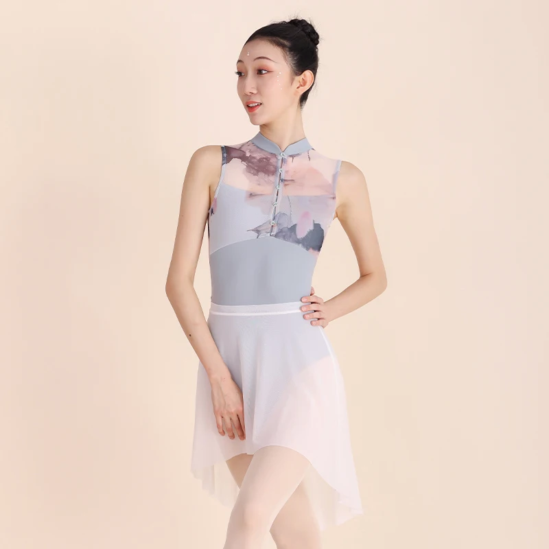 Ballet Uniform, Chinese Dance Practice Uniform, Gymnastics Basic Training Printed Yoga Female Body Uniform