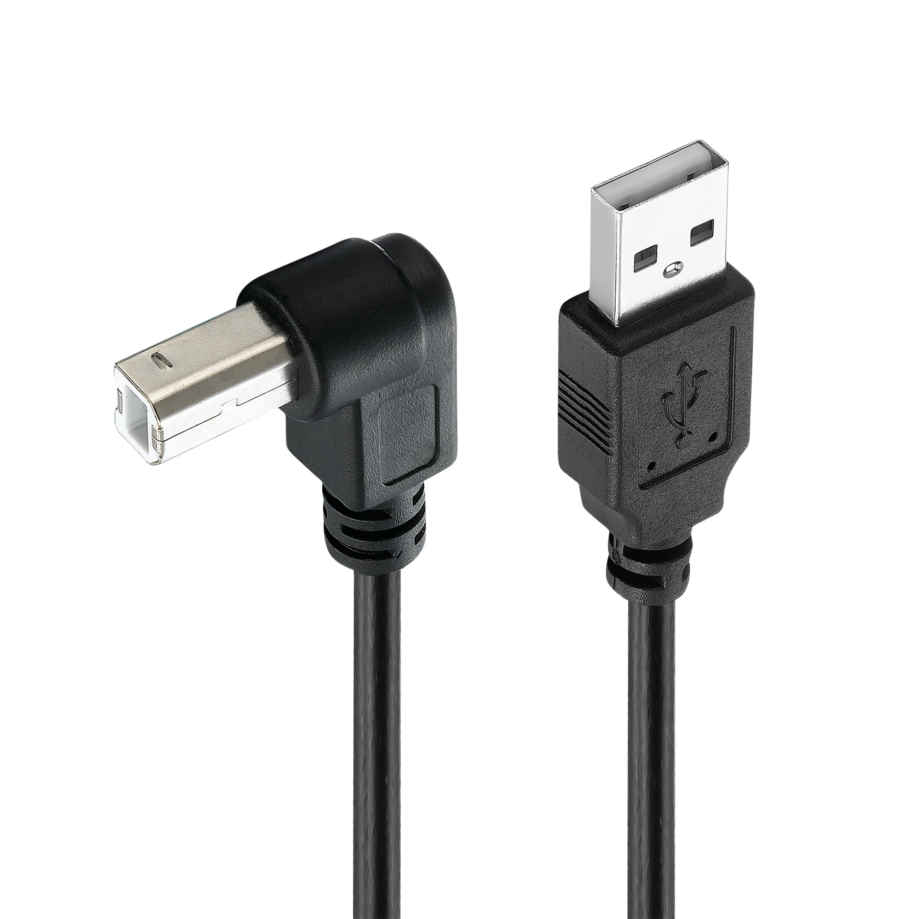 Bochara 90degree USB 2.0 Printer Cable Type A Male to Type B Male Foil+Braided Shielded 30cm 50cm 1m 1.5m 1.8m 3m 5m