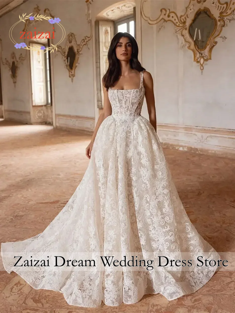 Customized  Exquisite Wedding Dresses A Line Gorgeous Bridal Gowns Sleeveless Backless Robes Princess Pretty Vestidos De Novia