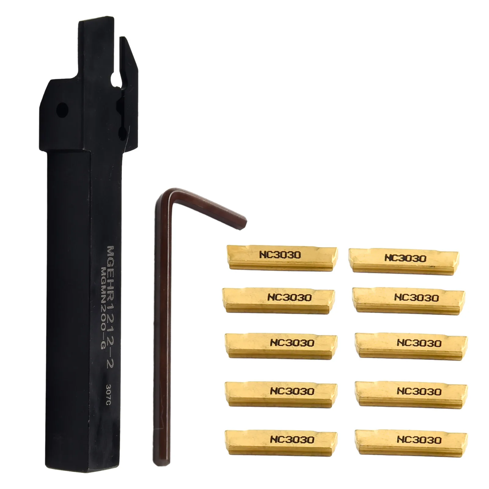 

Магнитный держатель инструмента, 10 шт., твердосплавные вставки MGMN200, золотые лезвия + 1 шт. MGEHR1010-2, токарный держатель инструмента, расточная оправка с гаечным ключом