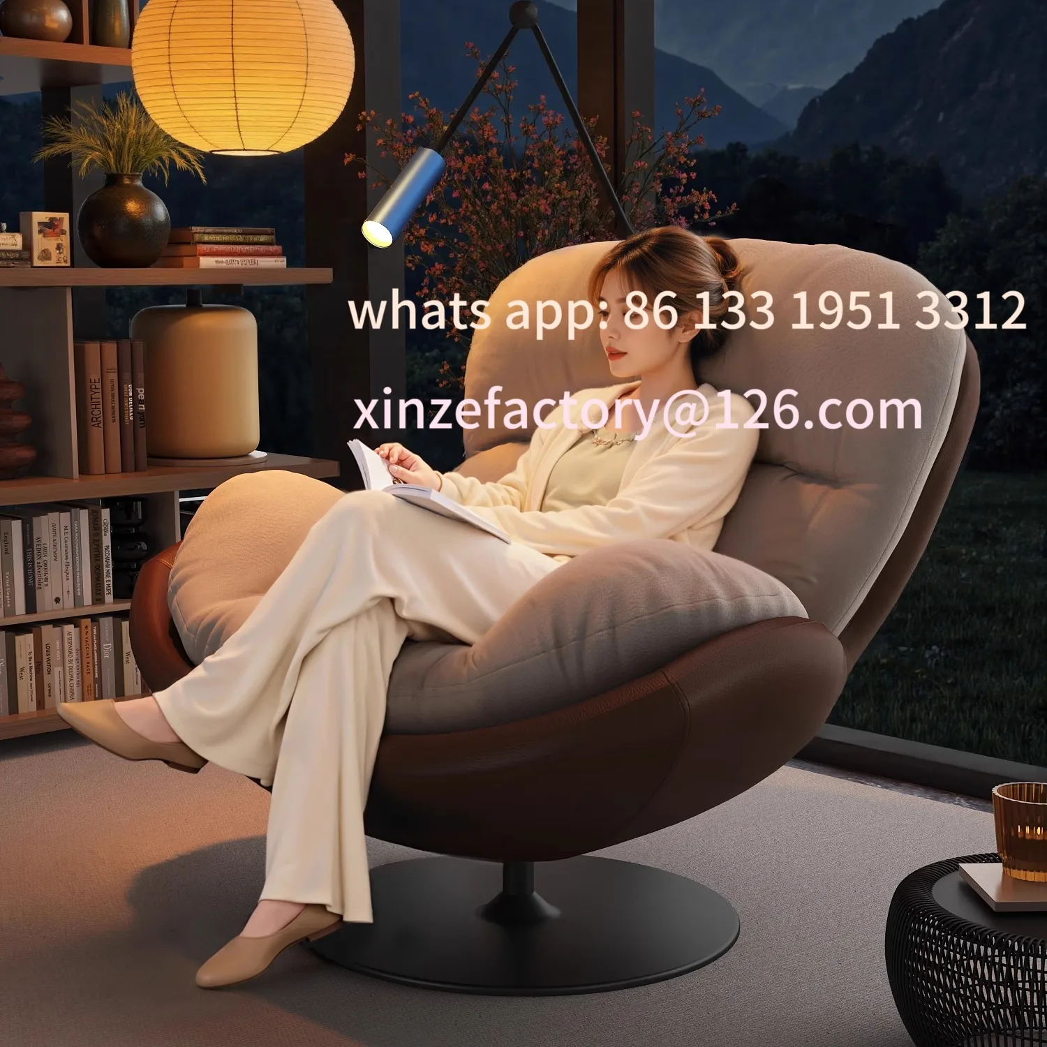 

Customizable rotating eggshell chair single sofa nest chair balcony living room recliner household rotating leisure chair