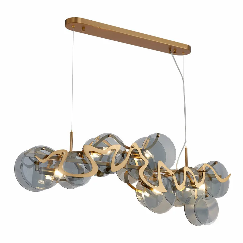 

Nordic creative glass, modern dining room, luxurious vertical LED chandelier, living room, bedroom, lustrous golden iron chandel