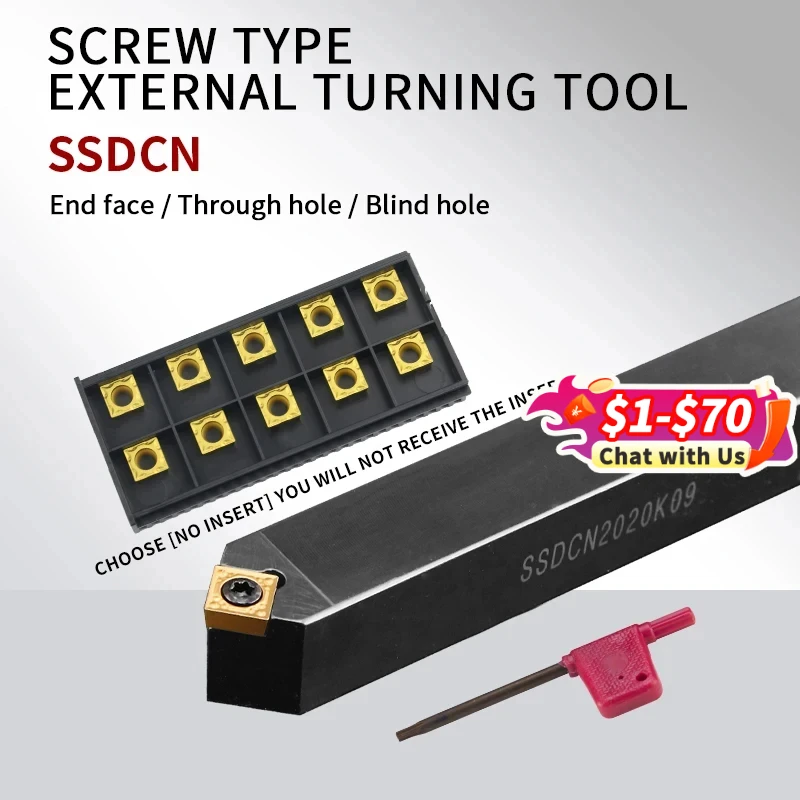 SSDCN External Turning Tool Holder SSDCN1212H09 SSDCN2020K09 SSDCN2525M12 Carbide Inserts SCMT09/12 Lathe CNC Cutting Tools