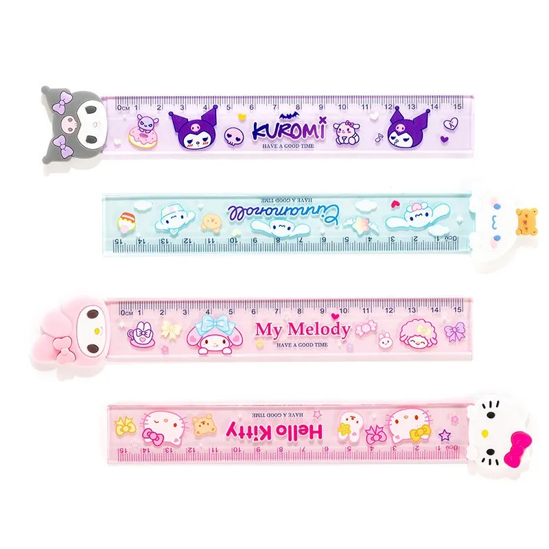 Sanrio Cartoon Hello Kitty Bookmark Rulers My Melody Kuromi Creative Kawaii Student School Stationery Scale Supplies