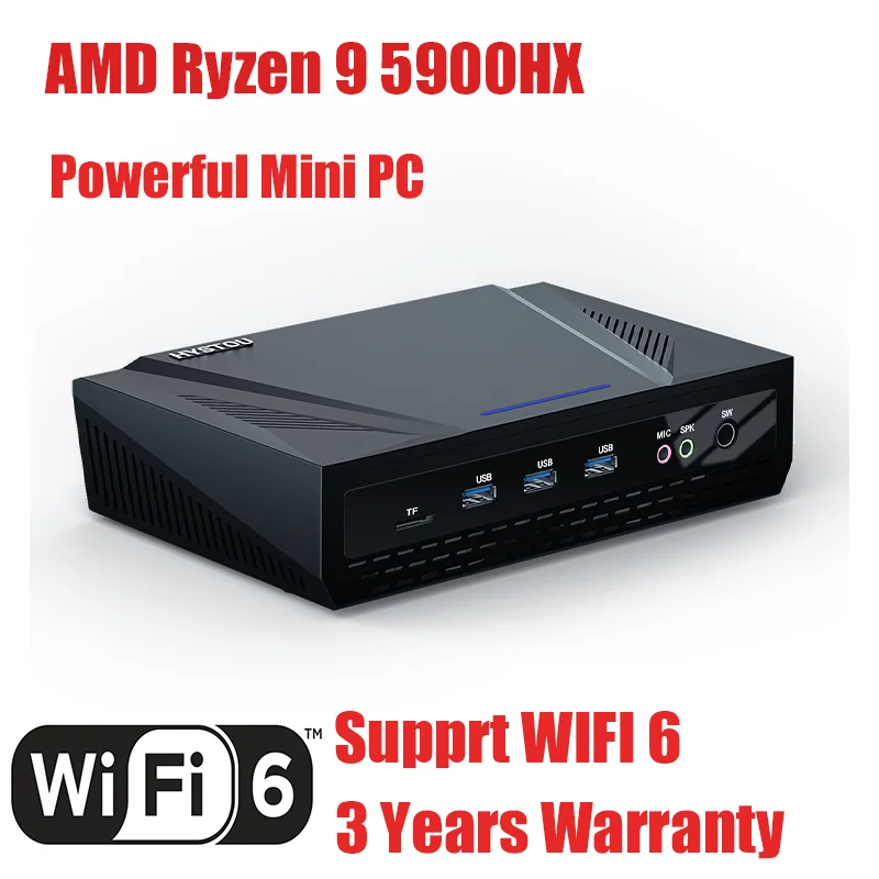 

Hystou Powerful Mini PC WIFI6 AMD Ryzen 9 5900HX R9 R7 R5 NVME SSD Desktop Computer VESA Win10 Linux Gaming Windows 11 2*DDR4