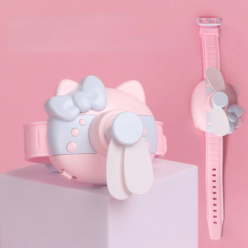 

Sanrio Hello Kitty Watch Fan Summer Cooling for Adults and Children Cartoon Safe Wrist Silicone Small Fan USB Charging Toy Gift