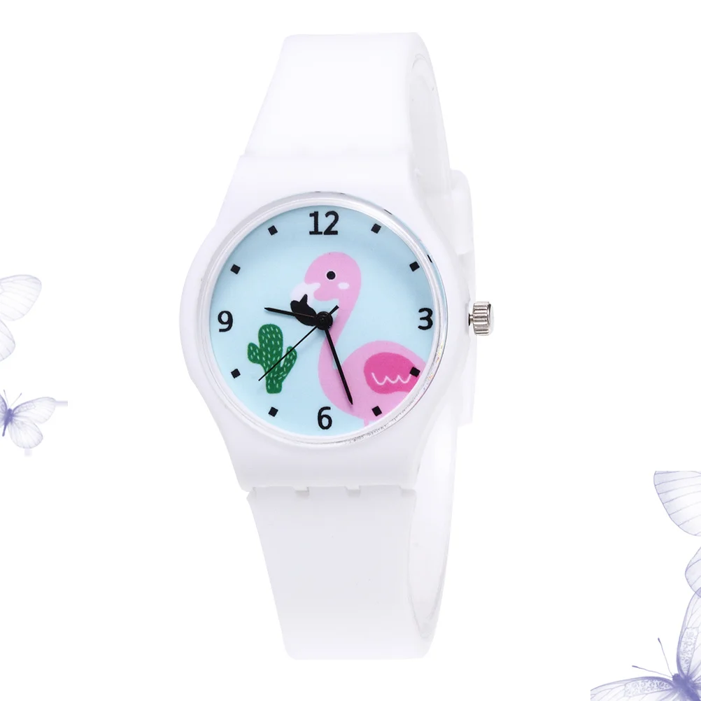

1pc Watch Lovely Silicone Flamingo Design Cute Birthday Gift For Students White Durable Comfortable