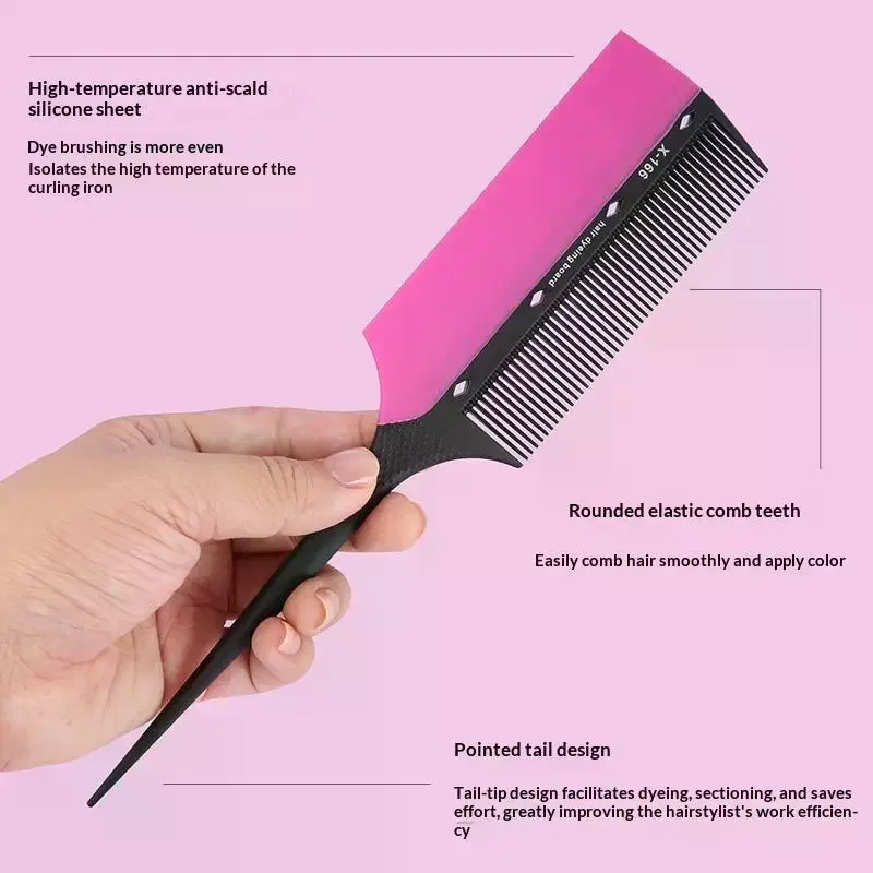 1Pcs Hair Dye Brush Comb Set Salon Gradient Coloring Tool 2 In 1 For Precise Highlights Fine Tooth Styling