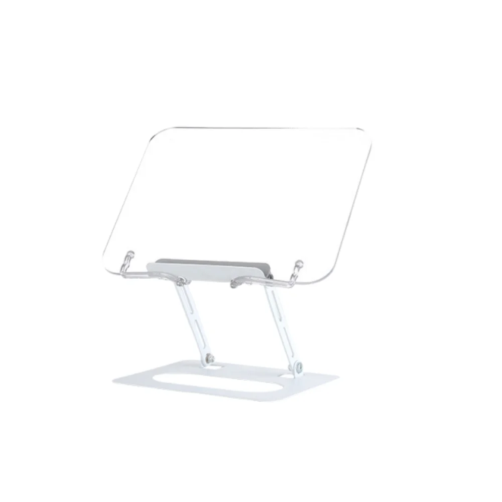 

Adjustable Height Acrylic Book Stand Foldable Elastic Page Clips Cookbook Holder 360° Rotating Base Hands Free Tablet Riser