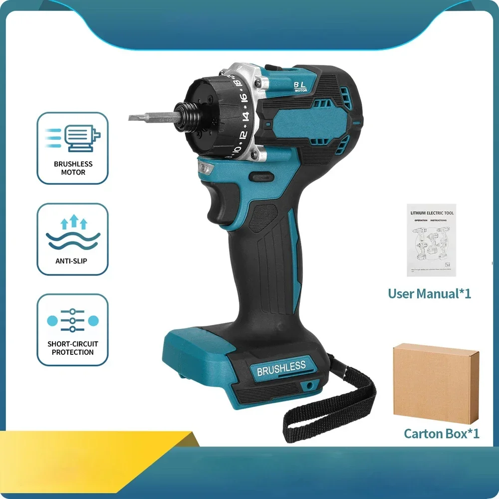 

Powerful 20+1 Torque 1/4 Inch Brushless Cordless Electric Screwdriver Drill For Makita 18V 280N.m Battery 1000W