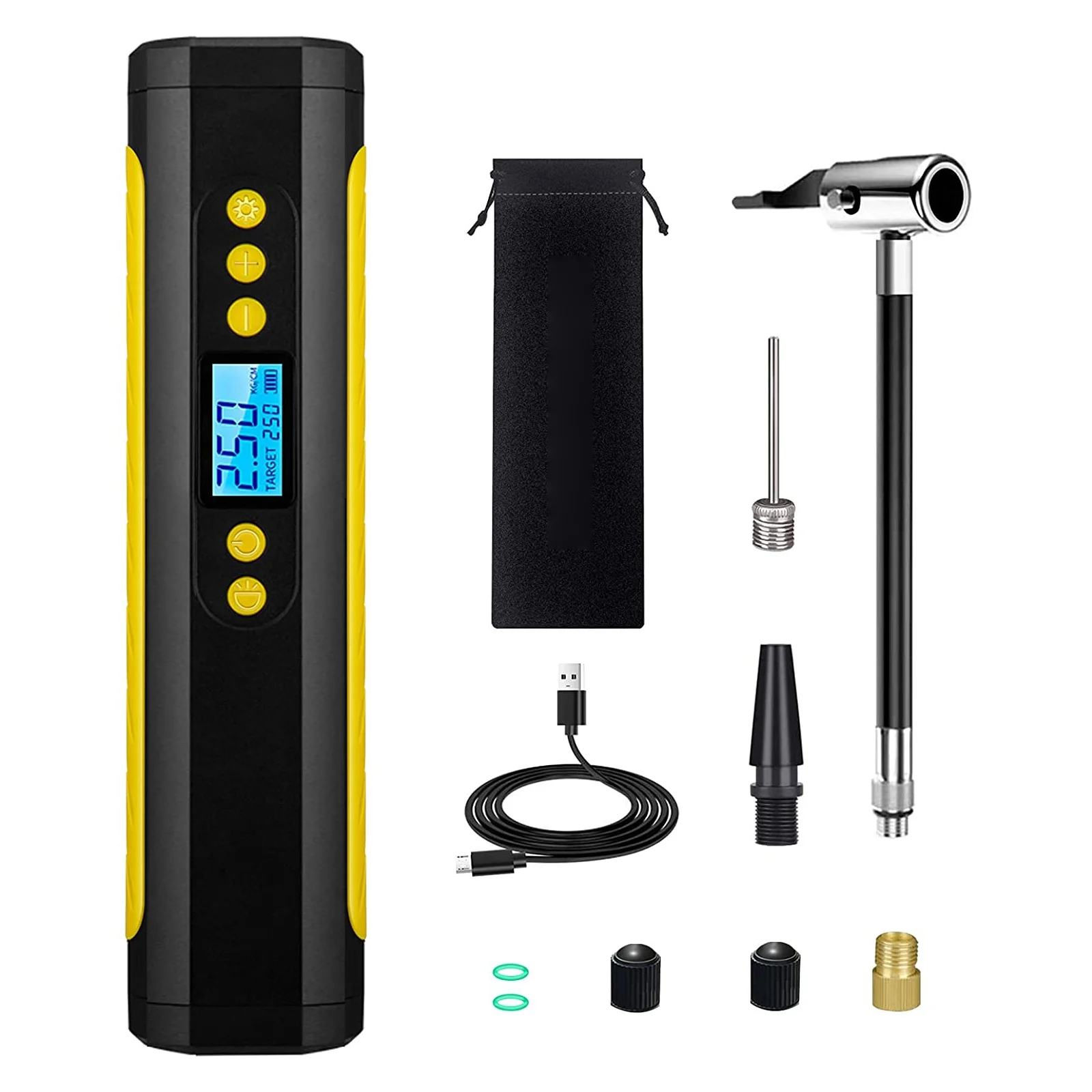 Portable Air Compressor Rechargeable Electric Tire Inflator Digital LED Display Cordless Air Pump for Car, Motorcycle