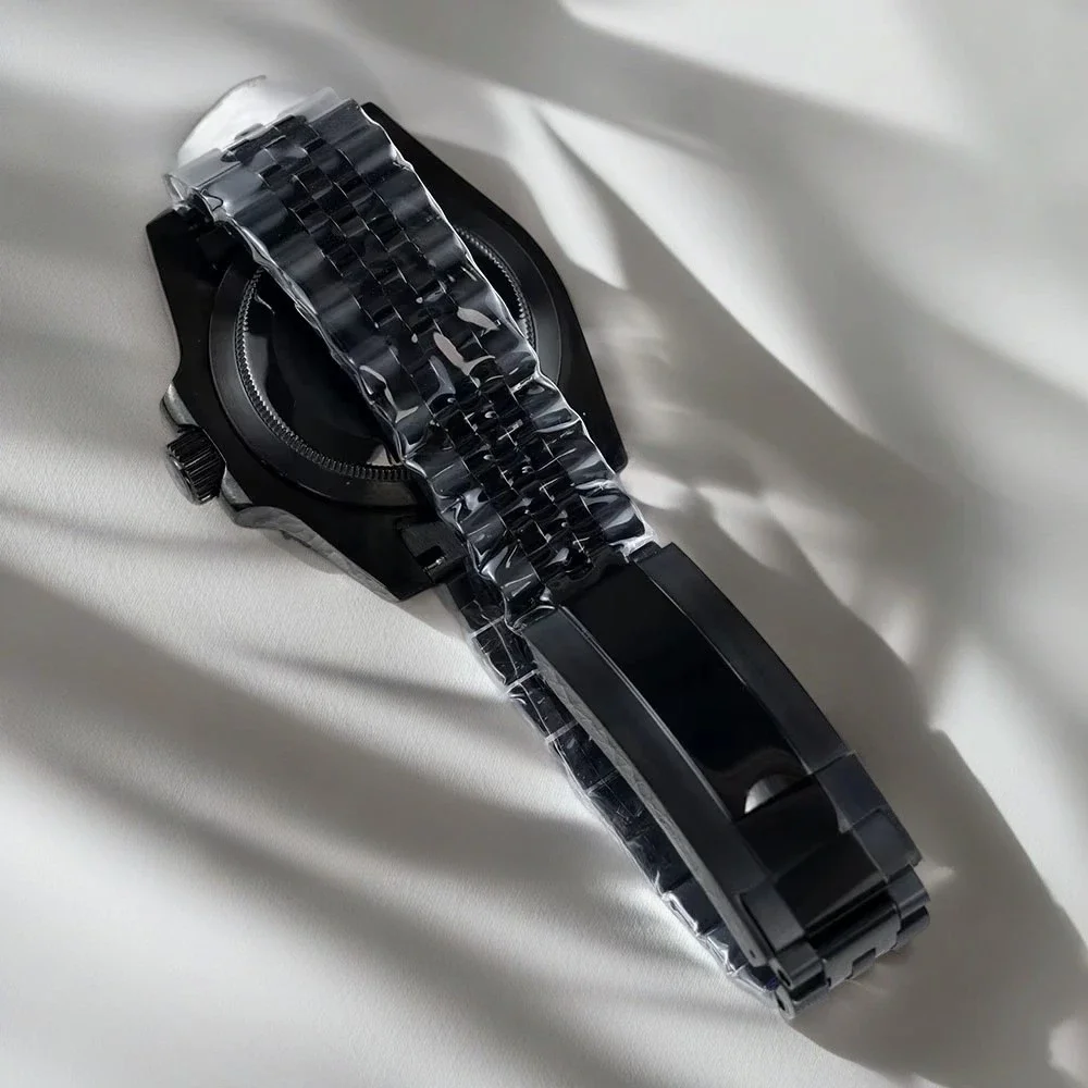 علبة زجاجية كريستالية من الياقوت الأسود 40 ملم مع 120 نقرة لساعة رجالية FIT NH ميكانيكية أوتوماتيكية 34 NH35 NH36