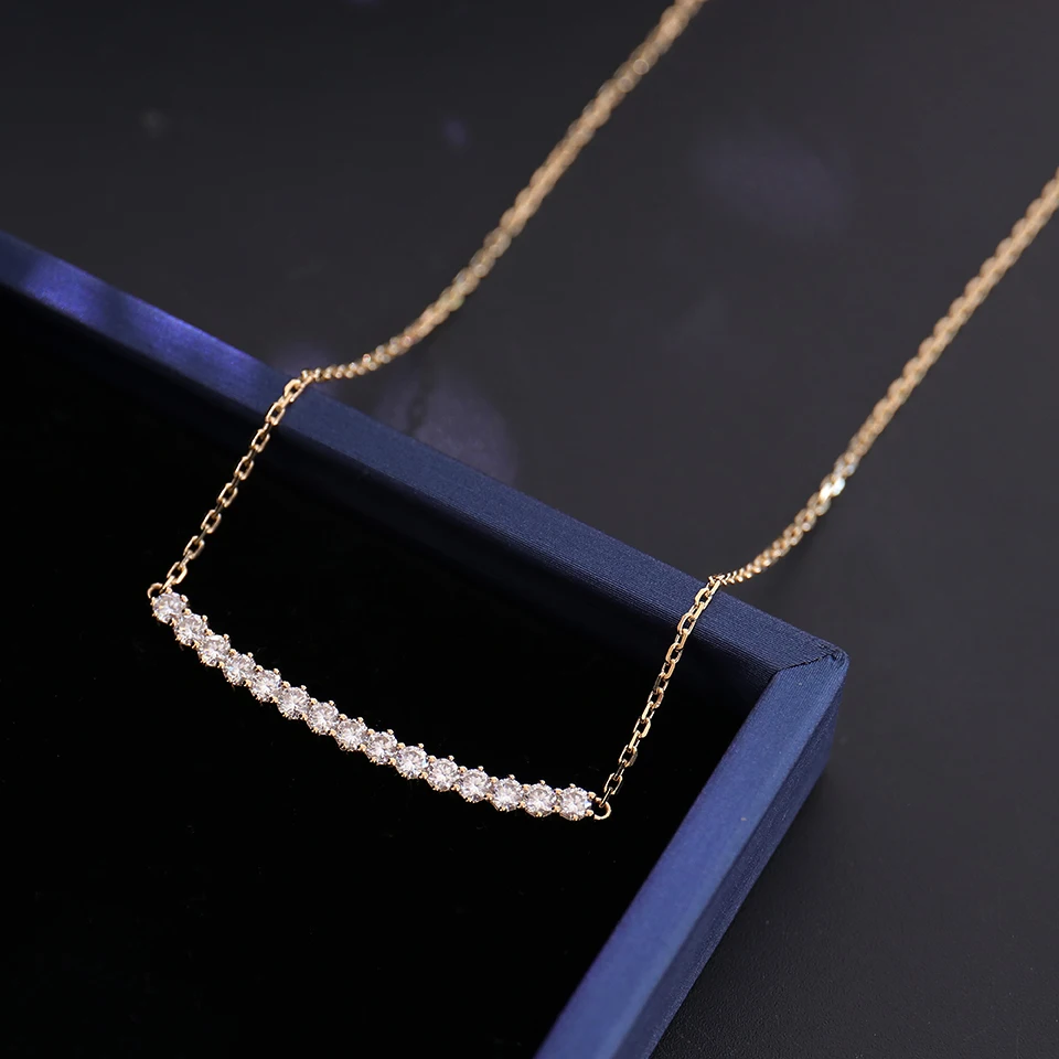 Provence 18K solid gold chain Necklace DEF VS round cut lab diamond necklace for women Customized diamond pendant Wedding Party